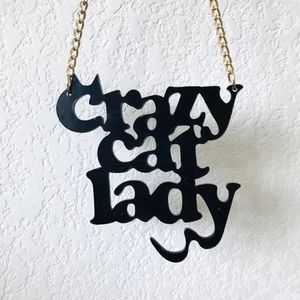Crazy Cat Lady Statement Gold Chain Necklace